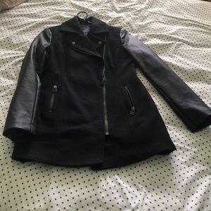 American eagle black wool and faux leather jacket